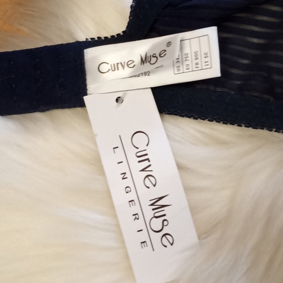 Curve Muse Satin & Mesh Striped Bra - Picture 14 of 16